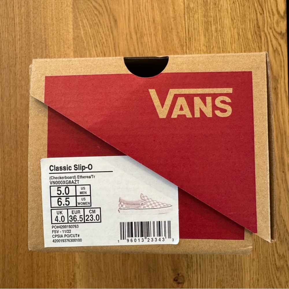 Vans taupe and White Checkered Slip-Ons - Picture 6 of 6